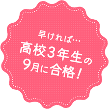 早ければ…高校3年生の9月に合格！