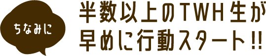 ちなみに半数以上のTWH生が早めに行動スタート!!